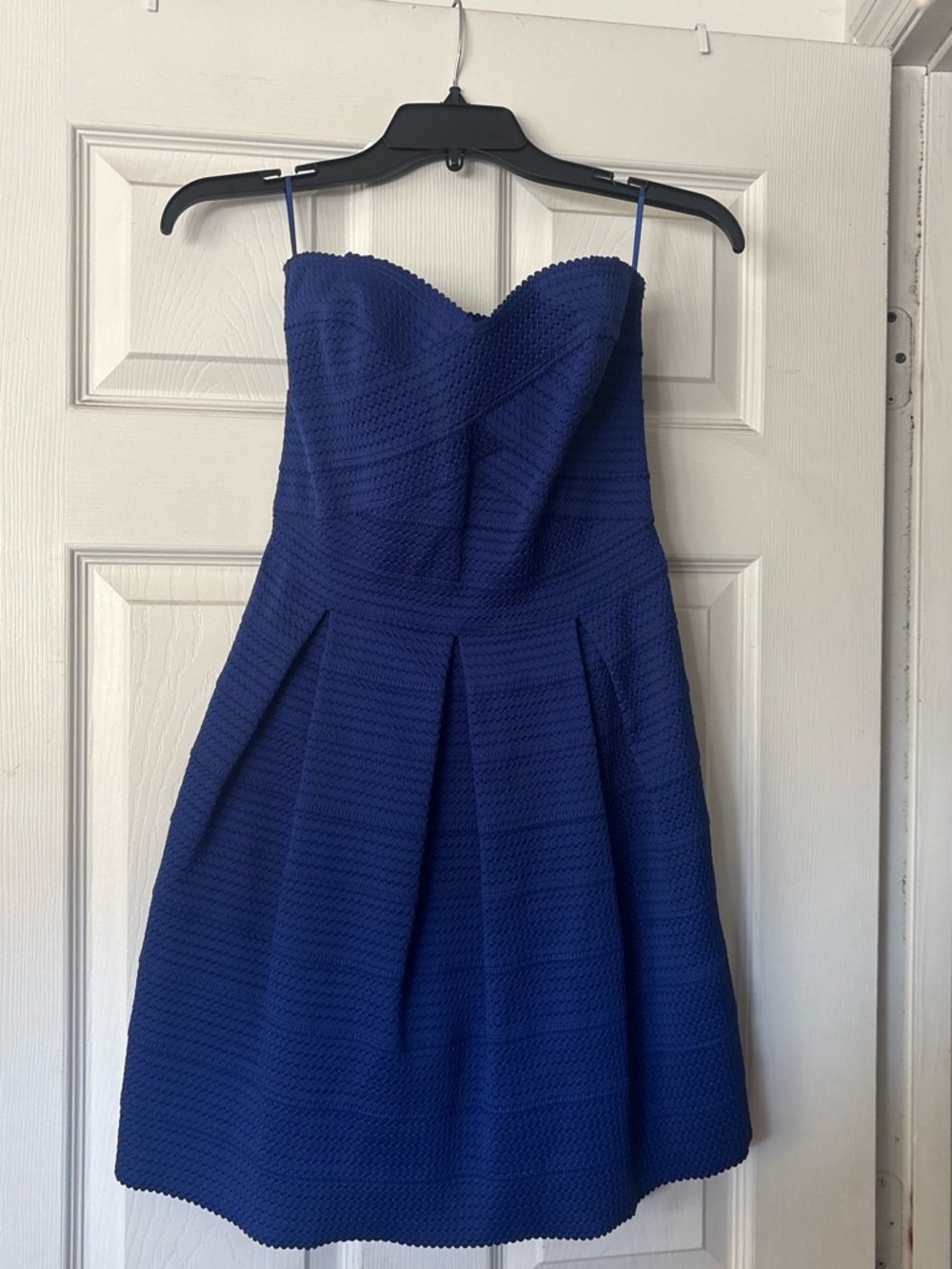 Express Royal Blue Strapless Fit & Flare Dress